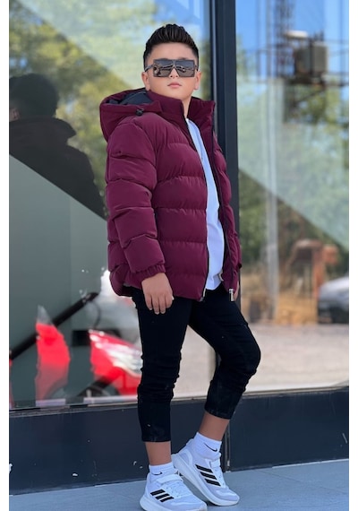 Pina Kids Erkek Çocuk Çıkarılabilir Kapüşonlu Su Geçirmez Nova Kışlık Mont Km4012 Bordo