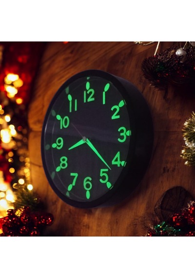 Fosforlu Kabartma Rakam Karanlıkta Parlayan Çocuk Odası Küçük Duvar Saati 22 Cm Siyah