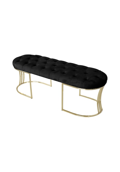 VİEGO GOLD SİYAH-Kapitoneli Model Puf&Bench&Koltuk-Oturak-Uzun Makyaj Puff-Yatak Odası Ucu&Önü