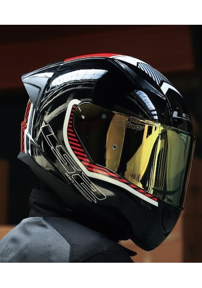 Ls2 Rapid 2 Race Extra Beyaz-kırmızı Fullface Motosiklet Kaskı Gold Camlı Beyaz -  Kırmızı