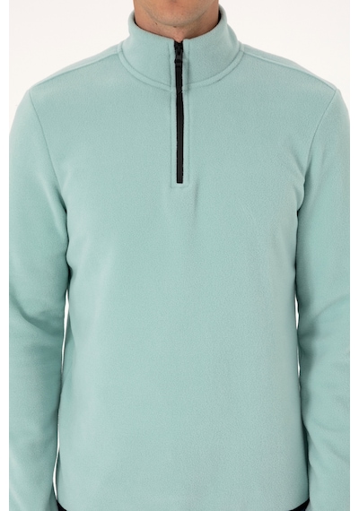 U.S. Polo Assn. Erkek Regular Fit Mint Polar Yarım Fermuarlı Basic Sweatshirt 50313777-VR090