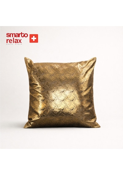 Smarto Relax Tekli Antibakteriyel Desenli Dekoratif Dolgulu Kırlent 45x45 Cm Gold