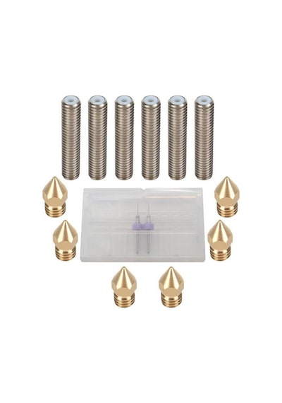 3d Yazıcı M6 30mm Nozzle Boğazı 6 Adet + Mk8 Pirinç Nozzle 6 Adet + 2 Adet Matkap Ucu Temizleme Seti