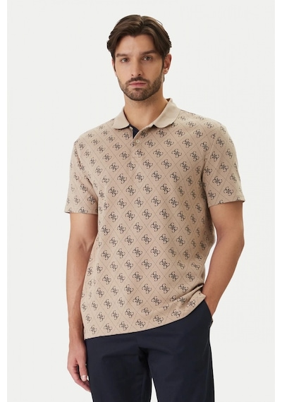 Guess Kısa Kollu Tamamı 4g Jakarlı Polo Yakalı Erkek Bej Polo T-shirt M6gp04k3073-fmaz Bej