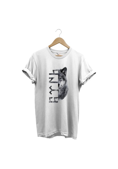 Türkiye Bozkurt Göktürkçe Türk Yazısı Ve Kurt Baskılı Regular Fit %100 Pamuk Beyaz T-shirt Beyaz
