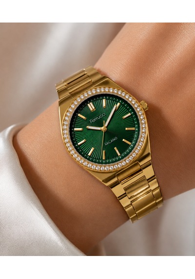 Ferrucci Fc84982 Klasik Zarif Model Taşlı Kadran Çelik Kordon&kasa Kadın Kol Saati 35mm Altın