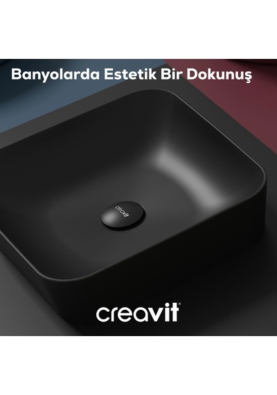 Creavit Ultra Kare Çanak Lavabo 40cm Mat Siyah Ul040-00sm00e-0000