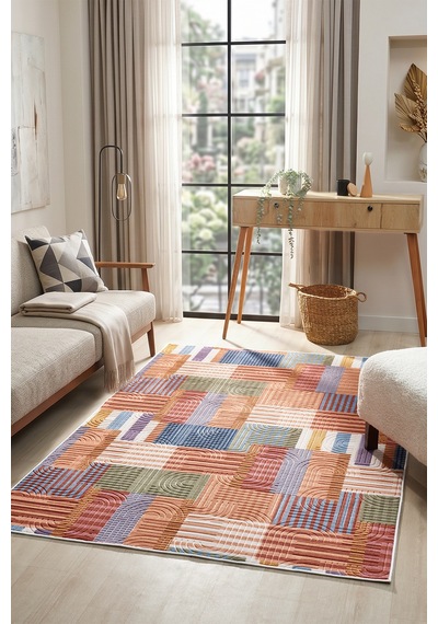 Raschel Carpet Bohem Yıkanabilir Leke Tutmaz Modern Multi Renkli Özel Seri Kaymaz Taban Halı Kilim Yolluk Rcmultı Klm 002 Çok Renkli