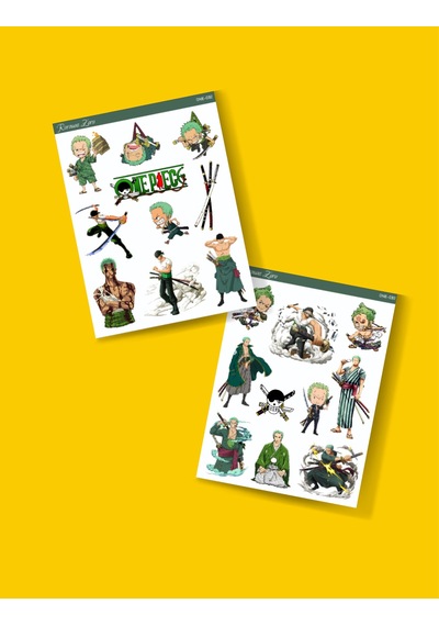 Roronoa Zoro - One Piece 2li Sticker Etiket Seti Anime Çıkartmaları