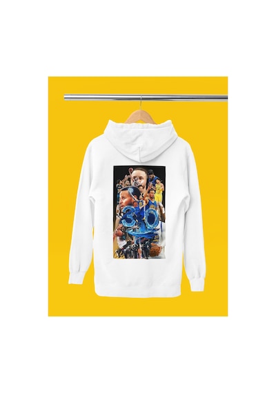 Stil X Stephen Curry Baskılı Kapüşonlu Sweatshırt Beyaz-1