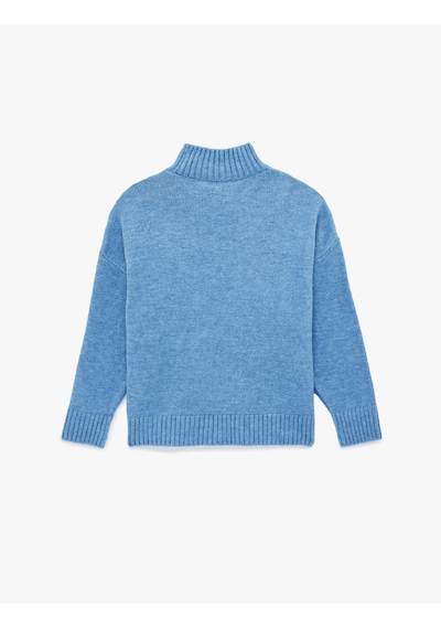 Koton Dik Yaka Uzun Kollu Oversize Triko Kazak Mavi 6sak90091ht Mavi