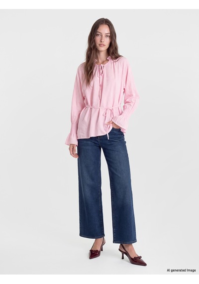Lcw Modest Pembe Desenli Kuşaklı Kadın Gipeli Tunik