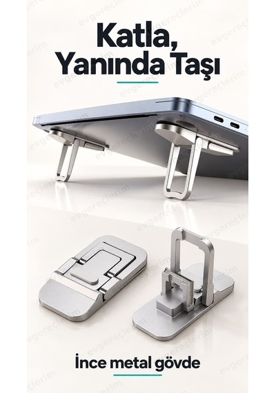Yükseklik Ayarlı Katlanabilir Metal Laptop Tablet Standı
