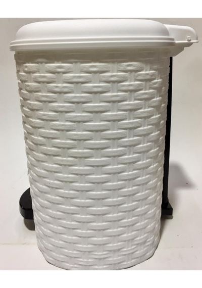 6lt Rattan Beyaz Hasır Desenli Çıkarılabilen Kovalı Pedallı Çöp Kovası Diğer