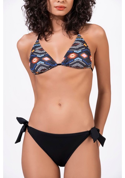 Endeep Kadın Geometrik Dokulu Desenli Üçgen Bikini Takımı Siyah