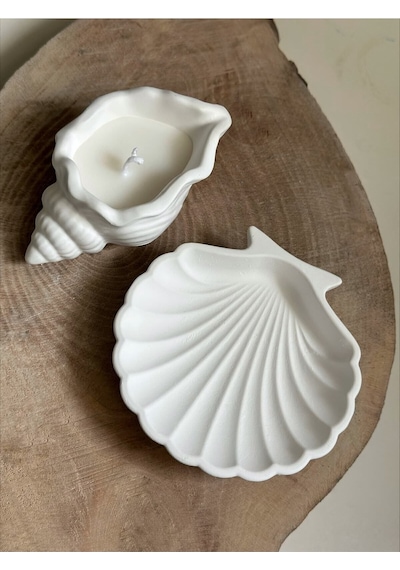 Bernami Mumluk Şamdanpinterest Deniz Kabuğu Ve Istiridye Set Beyaz Dekoratif Tabak/takı Organizeri Mumluk Diğer
