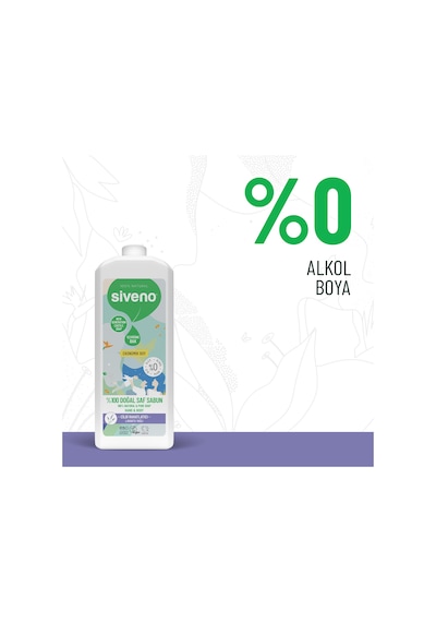 Siveno %100 Doğal Sıvı Kastil Sabun Lavanta Yağlı Cildi Rahatlatıcı Nemlendirici Bitkisel Vegan 1 L