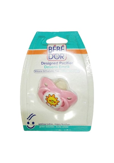 Bebedor 3+ No:2 Ay Silikon Damaklı Desenli Emzik 192 - Pembe Güne Pembe
