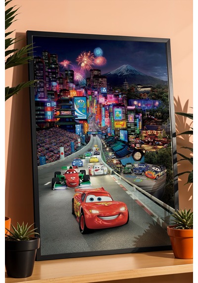 Şimşek Mcqueen Tokyo Gece Yarışı Çerçeveli Tablo - Lüks Çocuk Odası Neon Şehir Duvar Dekoru Tablo Siyah Şimşek Mcqueen Tokyo Gece Yarışı Çerçeveli Tablo - Lüks Çocuk Odası Neon Şehir Duvar Dekoru Tablo Siyah