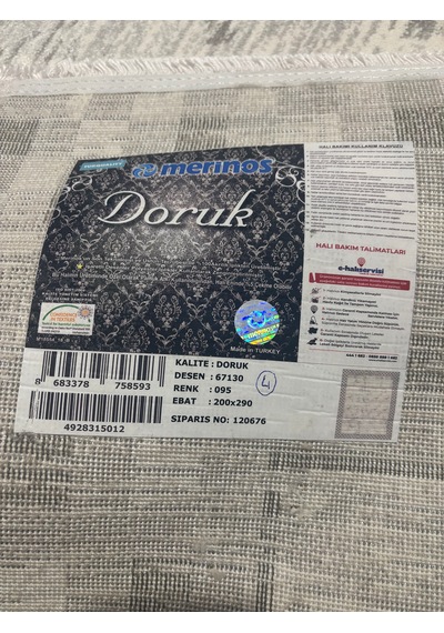 Merinos Halı Doruk %100 Akrilik 200x290 +yatışmaz Halı+ 8 Mm Kalı