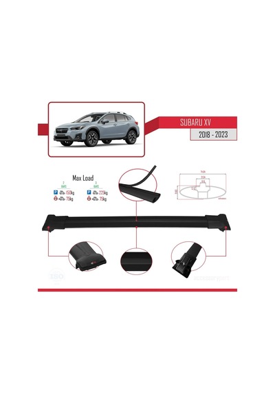 Subaru Xv 2018-2021 Arası İle Uyumlu Fly Model Ara Atkı Tavan Barı Siyah