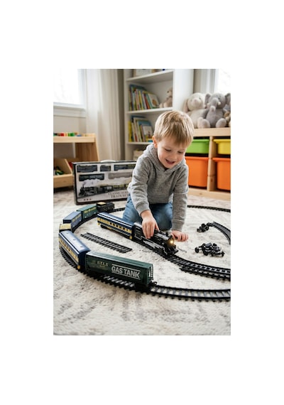 Classic Series Pilli Işıklı Sesli Oyuncak Tren Seti - 33 Parça Nostaljik Tren - 365 Cm Ray