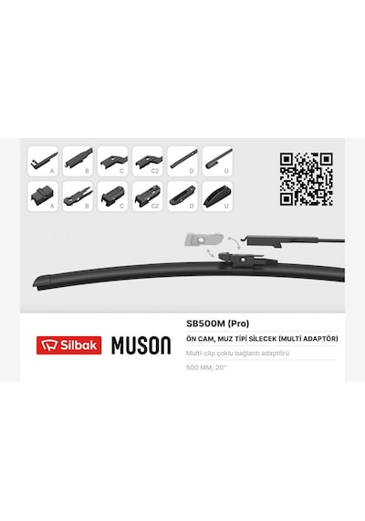Silecek - 449 - Süpürgesi Muz Tipi 500mm A, B, C, D Ve U Tip Kollara Uygun - Kmrsfres - Silecek Süpürgesi