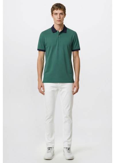 AC&Co / Altınyıldız Classics Erkek Yesıl Lacı %100 Pamuk Slim Fit Dar Kesim Polo Yaka Tişört