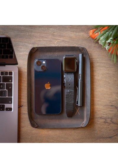 Minimal X Design Masaüstü Organizer, Toplayıcı, Hakiki Deri Vale Tepsisi, Telefon Pedi, Deri Sümen, Deri Pad, Deri