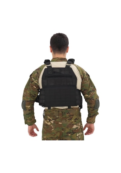 Single Sword Single Sword Kasırga Tactical Balistik Plaka Takılabilen Açık Cepli Hücum Yeleği, Siyah Çok Renkli