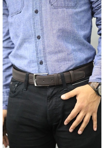 Guard Mat Deri Erkek Kemeri 4 Cm - Kahverengi Çok Renkli