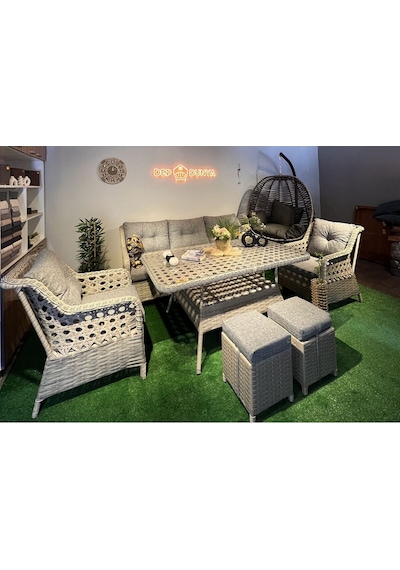 Depodunya Lumar Rattan Bahçe Mobilyası Bahçe Takımı Oturma Grubu 3'lü - 7 Kişilik Bahçe Takımı Cappuccino Depodunya Lumar Rattan Bahçe Mobilyası Bahçe Takımı Oturma Grubu 3'lü - 7 Kişilik Bahçe Takımı Cappuccino