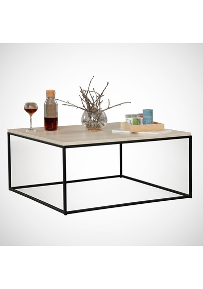 Poly Orta Sehpa Metal & Orta Masa Açık Meşe / Metal Ayaklı Sehpa