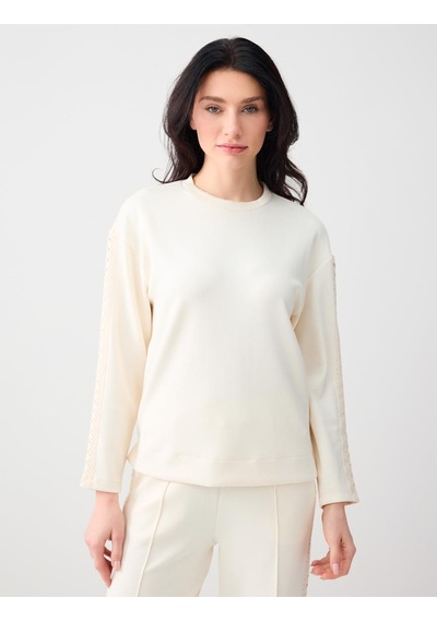 Jimmy Key Jimmy Key Ekru Rahat Kesim Bisiklet Yaka Örme Modal Sweatshirt 6sw235632114