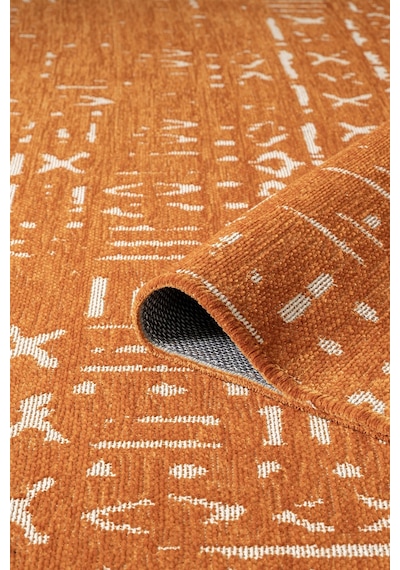 Mikasa Mks01t Turuncu Dekoratif Şönil Kilim İskandinav Desen Yıkanabilir Yumuşak Kaymaz Taban Halı Truncu