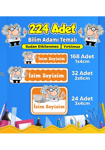 Sevimli Çocuklar Temalı Okul Kreş Kişiye Özel İsim Etiketi - Model 605 Çok Renkli