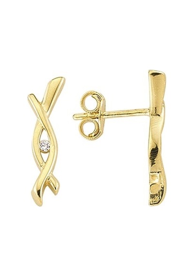 Goldkupe 14 Ayar Tektaş Altın Küpe 1,90 Gr-1262