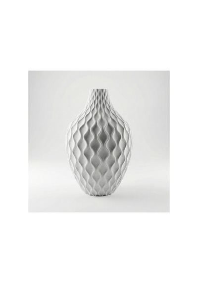 Modern Spiral Tasarım Beyaz Mermer Dokulu Dekoratif Vazo Ve Saksı - 21 Cm Beyaz