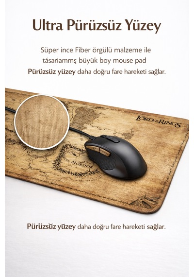 Xxl 90x40 Ölçülerinde Orta Çağ Desenli Kaymaz Mouse Pad Büyük Boy Gaming Boy 90cm X 40cm