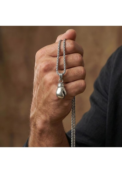 925 Ayar Gümüş Boks Eldiveni Kolye, Minimalist Boxing Glove Erkek Kolyesi, Sporcu Ve Boksörlere Özel Silver Kolye