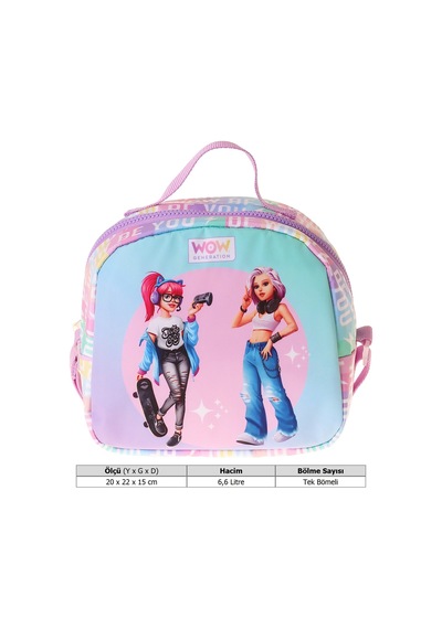 Wow Generation Be You Baskılı Yeşil - Mor Renkli Kız Çocuk Isı Yalıtımlı Okul Beslenme Çantası - W6086