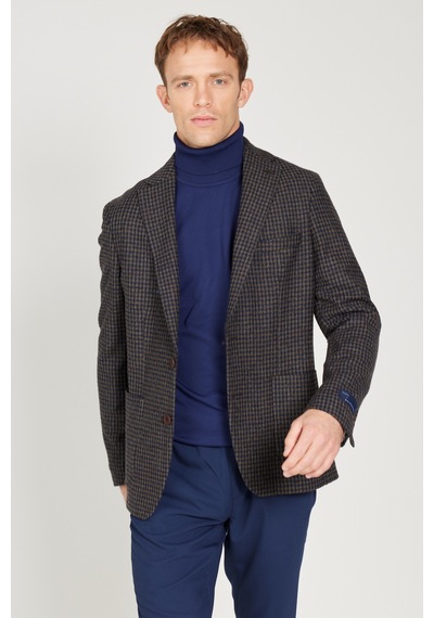 AC&Co / Altınyıldız Classics Erkek Kahve Lacı Slim Fit Dar Kesim Mono Yaka Desenli Yünlü Ceket Kahve Lacı AC&Co / Altınyıldız Classics Erkek Kahve Lacı Slim Fit Dar Kesim Mono Yaka Desenli Yünlü Ceket Kahve Lacı