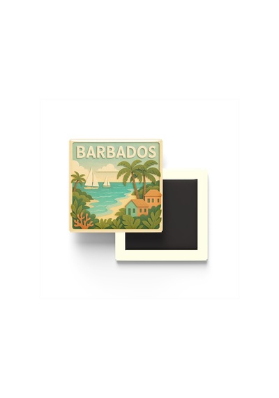 Barbados - Barbados - Paper Cut Art - Baskılı Buzdolap Magneti Kare - 9x9 Cm