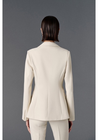 Vatkalı Fitted Kesim Blazer Ceket-20468 Bej