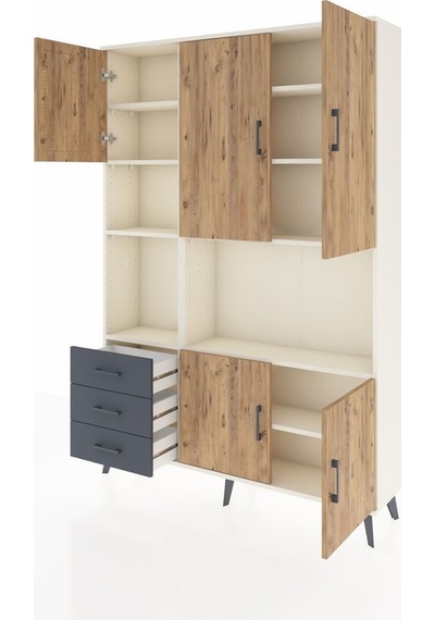 Arges Dolap 9 Raflı 3 Çekmeceli 5 Kapaklı 132x30x195 Aytaşı-çam/antrasit Aytası Arges Dolap 9 Raflı 3 Çekmeceli 5 Kapaklı 132x30x195 Aytaşı-çam/antrasit Aytası