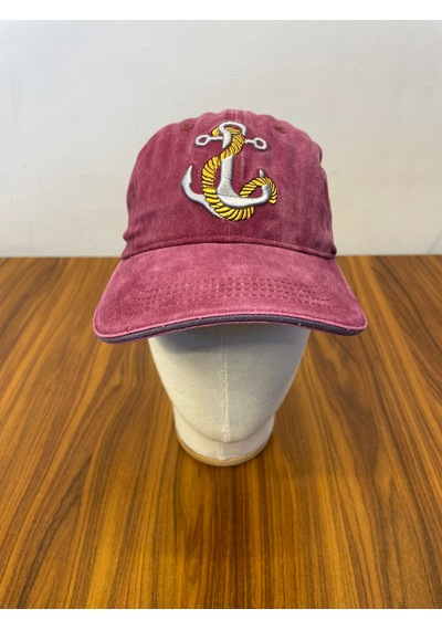 Hamze Çapa Nakışlı Denizci Yıkamalı Vintage Eskitme Unisex Cap Şapka Bordo