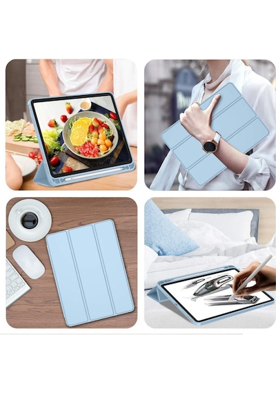 Apple Uyumlu iPad Pro 12.9 Inç 5. Ve 6. Nesil 2021 / 2022 Kalem Bölmeli Uyku Modlu Standlı Silikon Kılıf Kılıf Apple Uyumlu iPad Pro 12.9 Inç 5. Ve 6. Nesil 2021 / 2022 Kalem Bölmeli Uyku Modlu Standlı Silikon Kılıf Kılıf