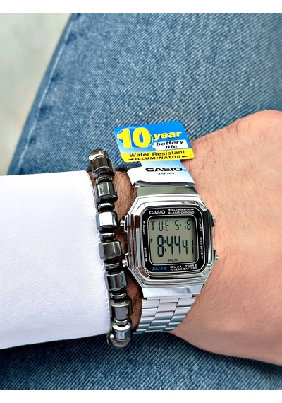 Casio Kare Dijital   Klasik Erkek Kol Saati + Bileklik Hediyeli Nda89