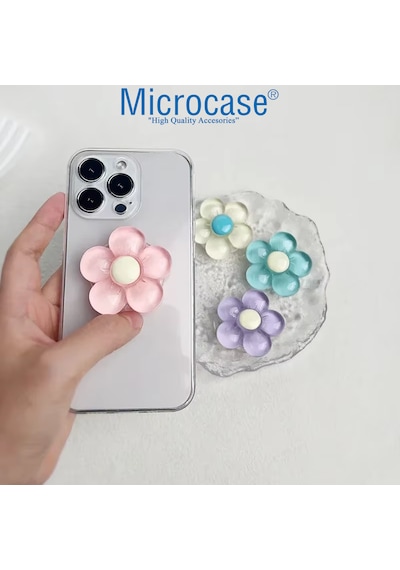 Microcase 3d Çiçek Tasarımlı 3m Yapıştırmalı El Parmak Tutucu Cep Telefonu Tutacağı Popsocket - Al5246 Sarı