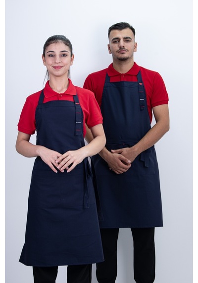 Düz Cepli Ayarlanabilir Düğmeli Arkadan Bağcıklı Renk Detaylı Önlük Çok Renkli